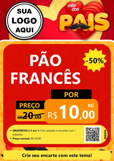 Modelo de Cartaz para Cartaz A4 Vertical com o tema Mês Dos Pais para Padaria