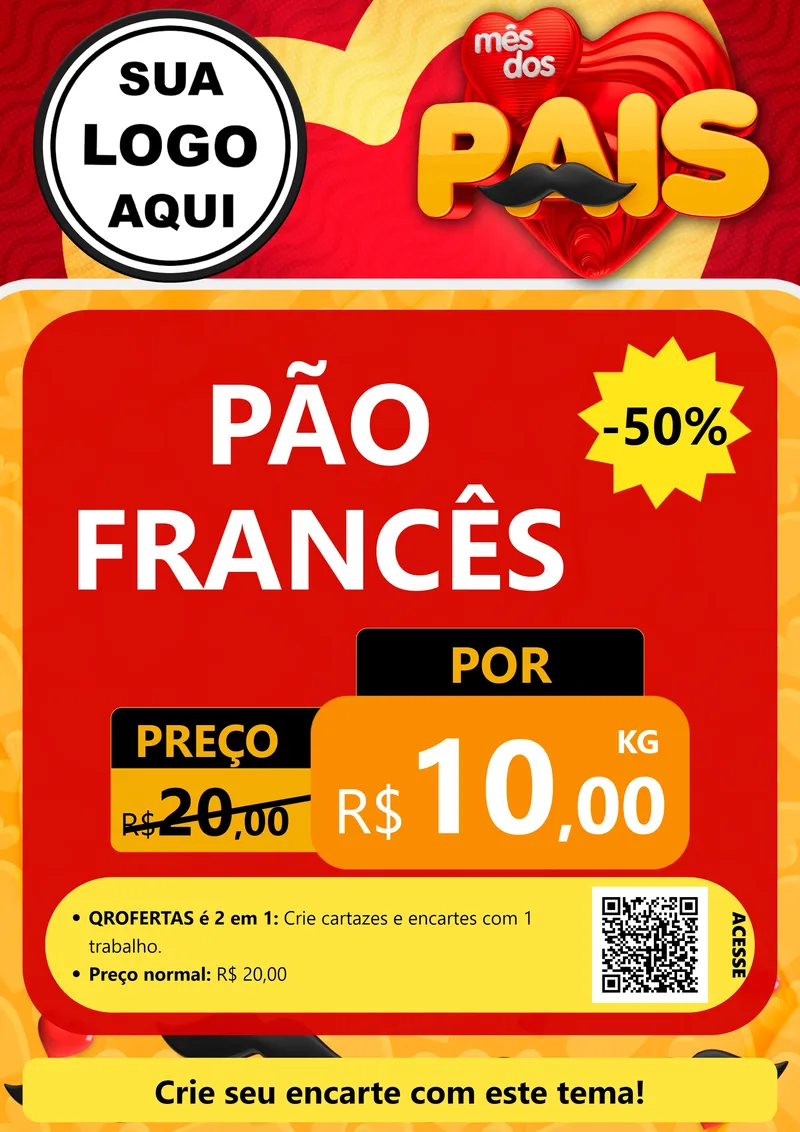 Modelo de Cartaz para Cartaz A4 Vertical com o tema Mês Dos Pais para Padaria