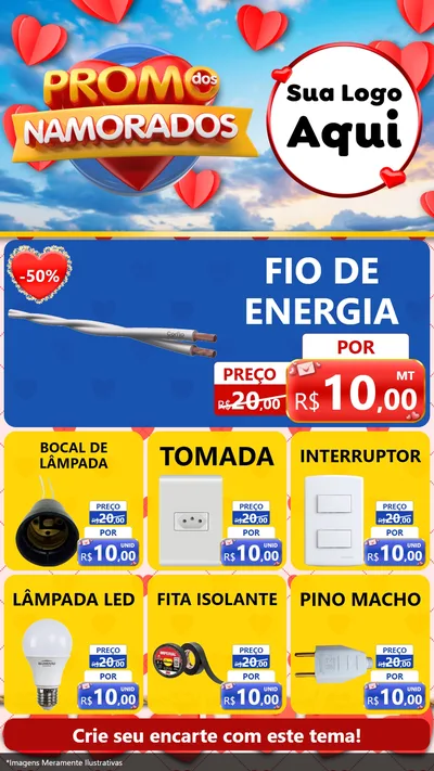 Modelo de Rede Social para Stories com o tema Promo dos Namorados para Materiais Elétricos