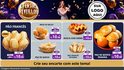 Modelo de TV para TV Horizontal com o tema Ofertas de Réveillon para Padaria