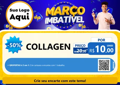 Modelo de Cartaz para Cartaz A4 Horizontal com o tema Março Imbatível para Suplementos alimentares