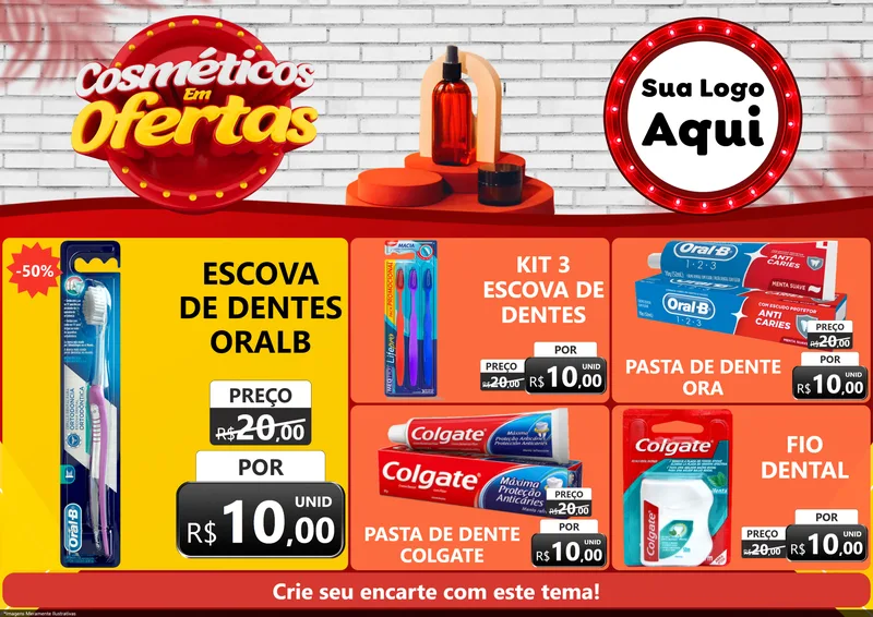 Modelo de Encarte para Encarte A4 Horizontal com o tema Cosméticos em Ofertas para Higiene Pessoal