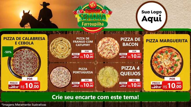 Modelo de TV para TV Horizontal com o tema Especial Semana Farroupilha para Pizzaria