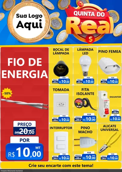 Modelo de Encarte para Encarte A4 Vertical com o tema Quinta do Real para Materiais Elétricos