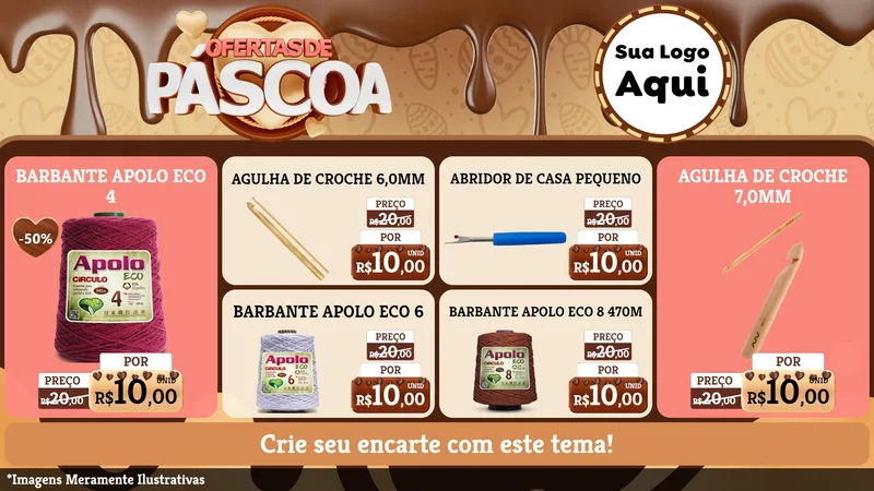 Modelo de TV para TV Horizontal com o tema Ofertas de Páscoa para Armarinho e Aviamentos
