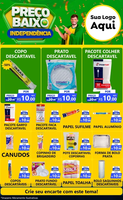 Modelo de Encarte para Encarte Grande com o tema Preço Baixo de Independência para Embalagens