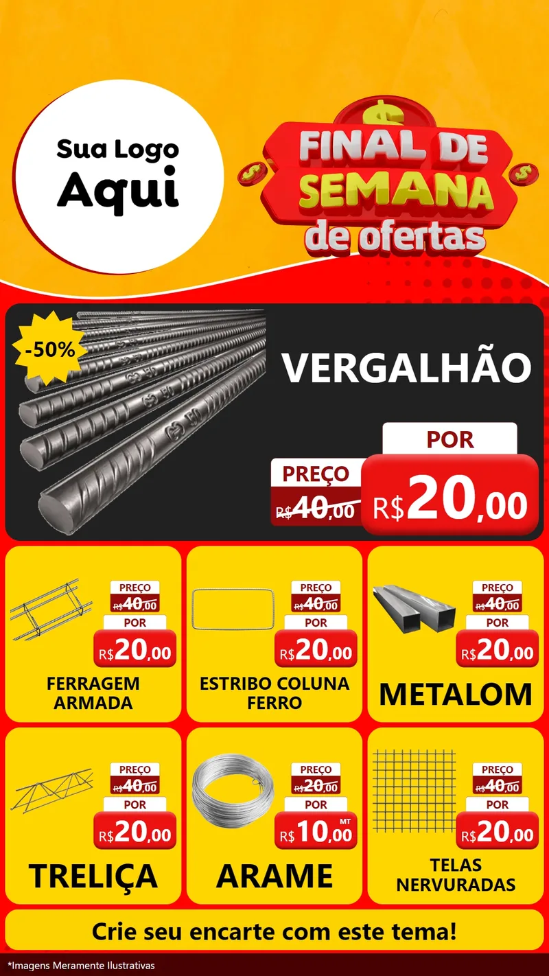 Modelo de Rede Social para Stories com o tema Final de Semana de Ofertas para Ferragens
