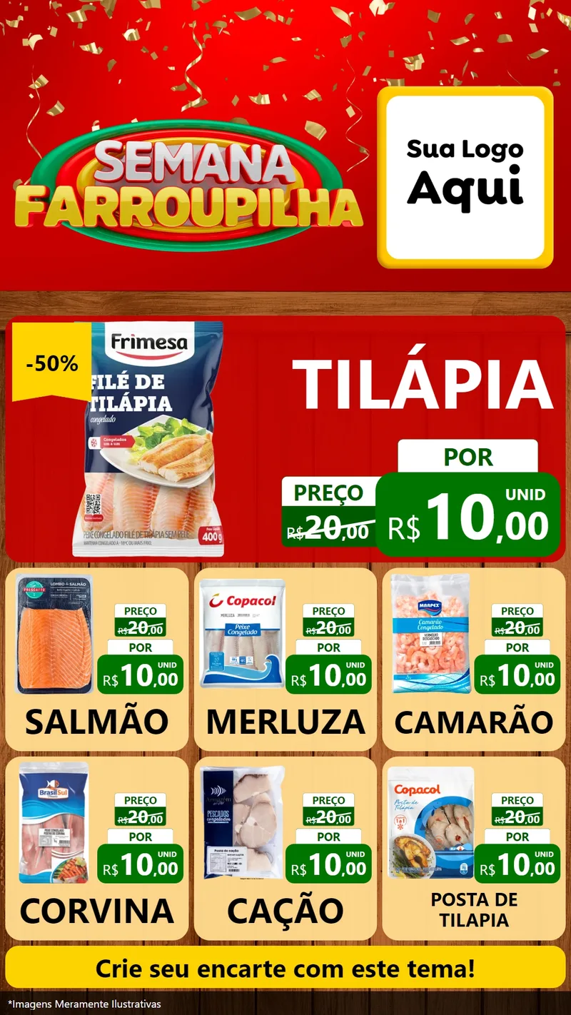 Modelo de Rede Social para Stories com o tema Semana Farroupilha para Peixaria
