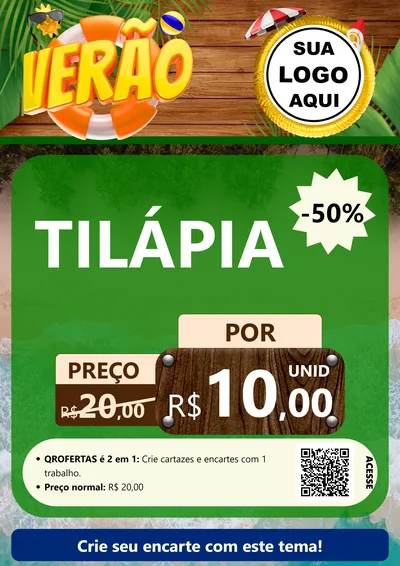 Modelo de Cartaz para Cartaz A4 Vertical com o tema Verão para Peixaria