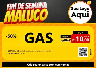Modelo de Cartaz para Cartaz A4 Horizontal com o tema Final de Semana Maluco para Água e gás