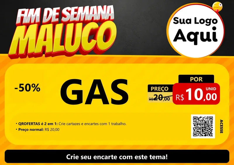 Modelo de Cartaz para Cartaz A4 Horizontal com o tema Final de Semana Maluco para Água e gás
