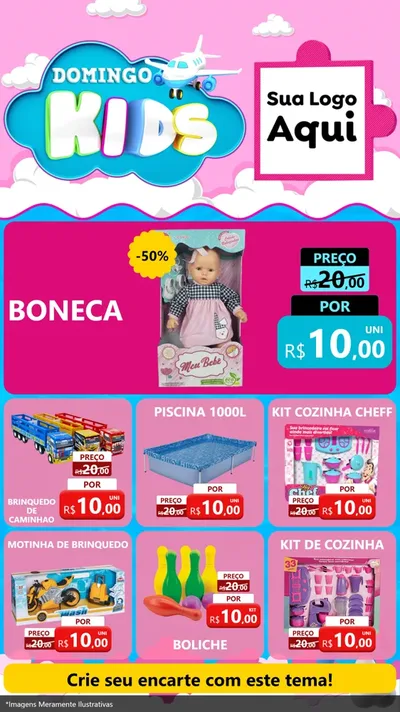 Modelo de Rede Social para Stories com o tema Domingo Kids para Brinquedos