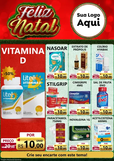 Modelo de Encarte para Encarte A4 Vertical com o tema Feliz Natal para Farmácia