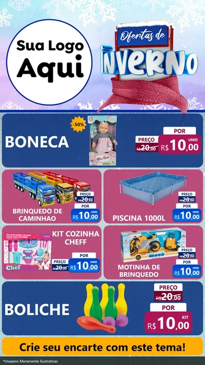Modelo de TV para TV Vertical com o tema Ofertas de Inverno para Brinquedos