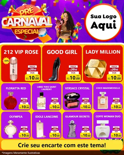 Modelo de Rede Social para Feed Instagram com o tema Pré-Carnaval Especial para Perfumes