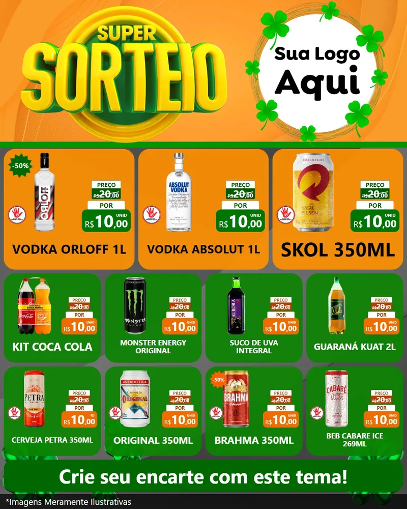 Modelo de Rede Social para Feed Instagram com o tema Super Sorteio para Distribuidora de bebidas