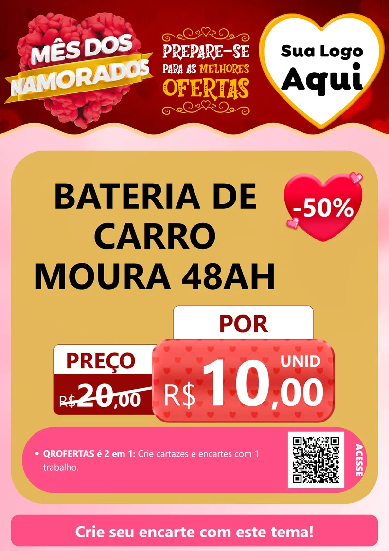 Modelo de Cartaz para Cartaz A4 Vertical com o tema Mês dos Namorados para Baterias Elétricas