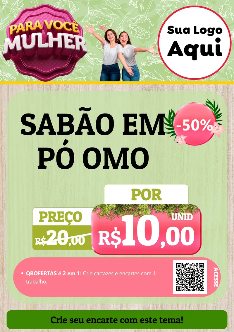 Modelo de Cartaz para Cartaz A4 Vertical com o tema Para Você Mulher para Produtos de Limpeza