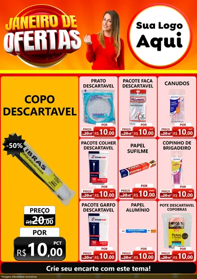 Modelo de Encarte para Encarte A4 Vertical com o tema Janeiro de Ofertas para Embalagens