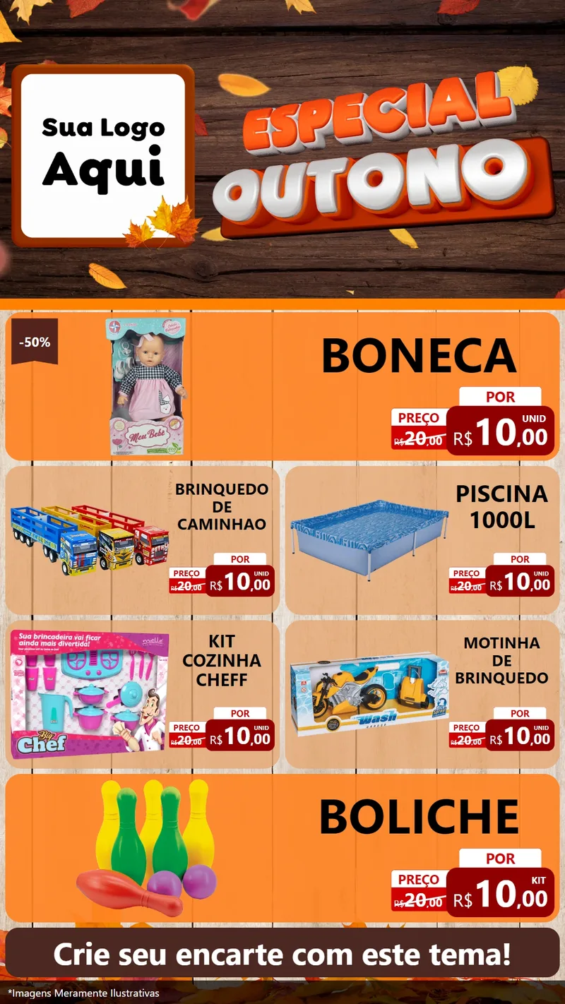 Modelo de TV para TV Vertical com o tema Especial Outono para Brinquedos