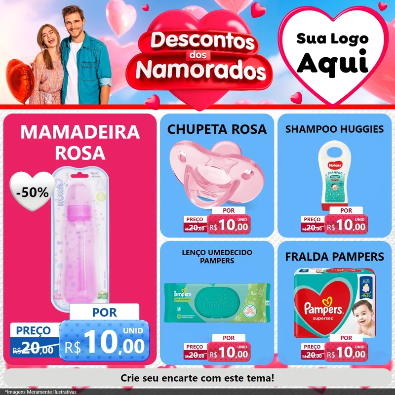 Modelo de Rede Social para Feed Facebook com o tema Descontos dos Namorados para Bebês
