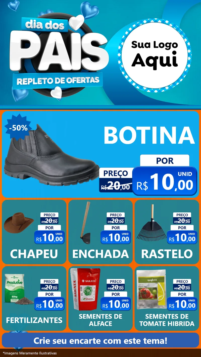 Modelo de Rede Social para Stories com o tema Dia Dos Pais Repleto de Ofertas para Agropecuária