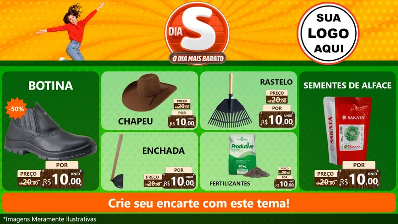 Modelo de TV para TV Horizontal com o tema Dia S - O Dia Mais Barato para Agropecuária