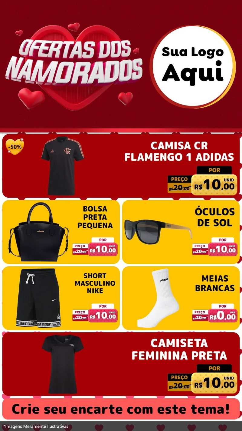 Modelo de TV para TV Vertical com o tema Ofertas Dos Namorados para Roupas e acessórios