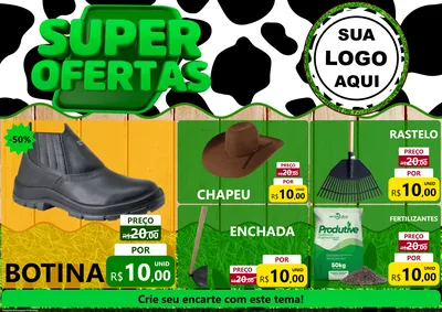 Modelo de Encarte para Encarte A4 Horizontal com o tema Super Ofertas - Agropecuária para Agropecuária