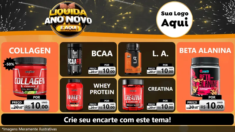 Modelo de TV para TV Horizontal com o tema Liquida Ano Novo É Aqui! para Suplementos alimentares