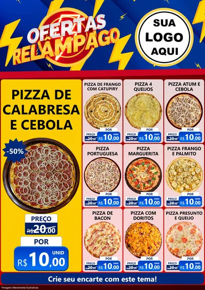 Modelo de Encarte para Encarte A4 Vertical com o tema Ofertas Relâmpago para Pizzaria