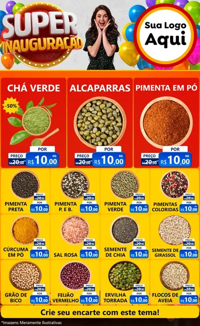 Modelo de Encarte para Encarte Grande com o tema Super Inauguração para Produtos Naturais