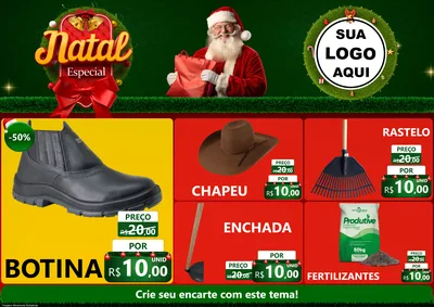 Modelo de Encarte para Encarte A4 Horizontal com o tema Natal Especial para Agropecuária