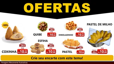 Modelo de TV para TV Horizontal com o tema Ofertas Preto e Vermelho Cartaz para Salgadaria