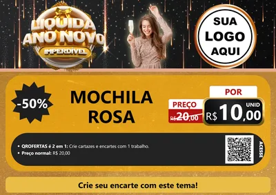 Modelo de Cartaz para Cartaz A4 Horizontal com o tema Liquida Ano Novo Imperdível para Papelaria