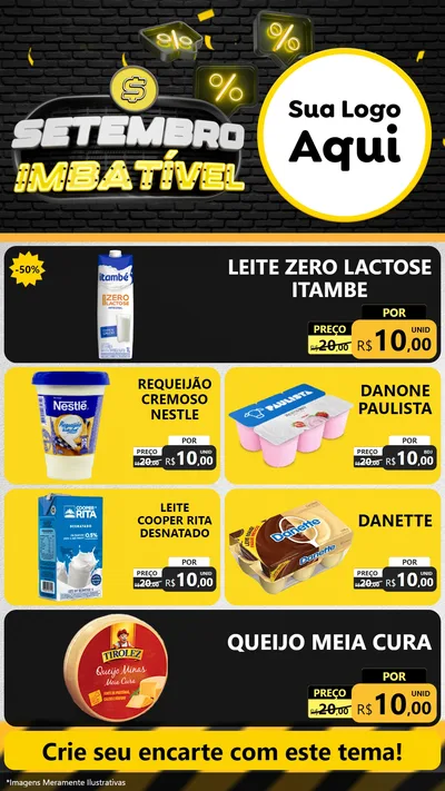 Modelo de TV para TV Vertical com o tema Setembro Imbatível para Frios e Laticínios