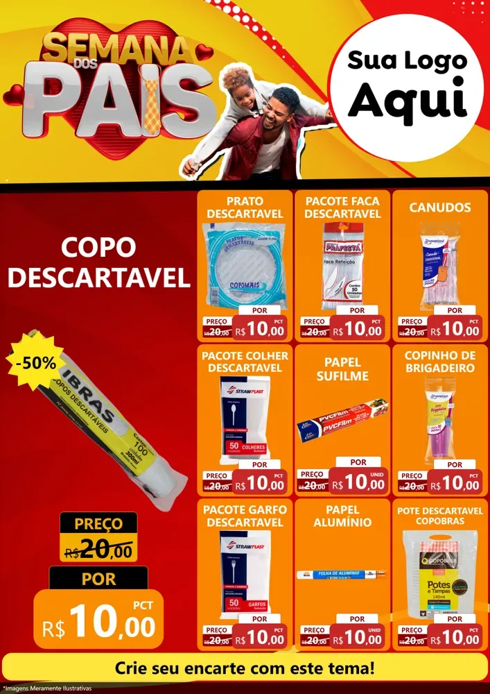 Modelo de Encarte para Encarte A4 Vertical com o tema Semana Dos Pais para Embalagens