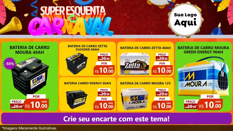Modelo de TV para TV Horizontal com o tema Super Esquenta de Carnaval para Baterias Elétricas
