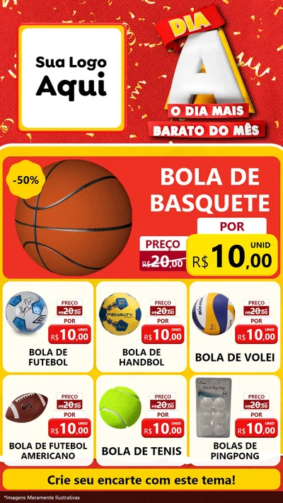 Modelo de Rede Social para Stories com o tema Dia A o Dia Mais Barato do Mês para Artigos Esportivos