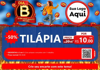 Modelo de Cartaz para Cartaz A4 Horizontal com o tema Dia B - O Dia Mais Barato Do Mês para Peixaria