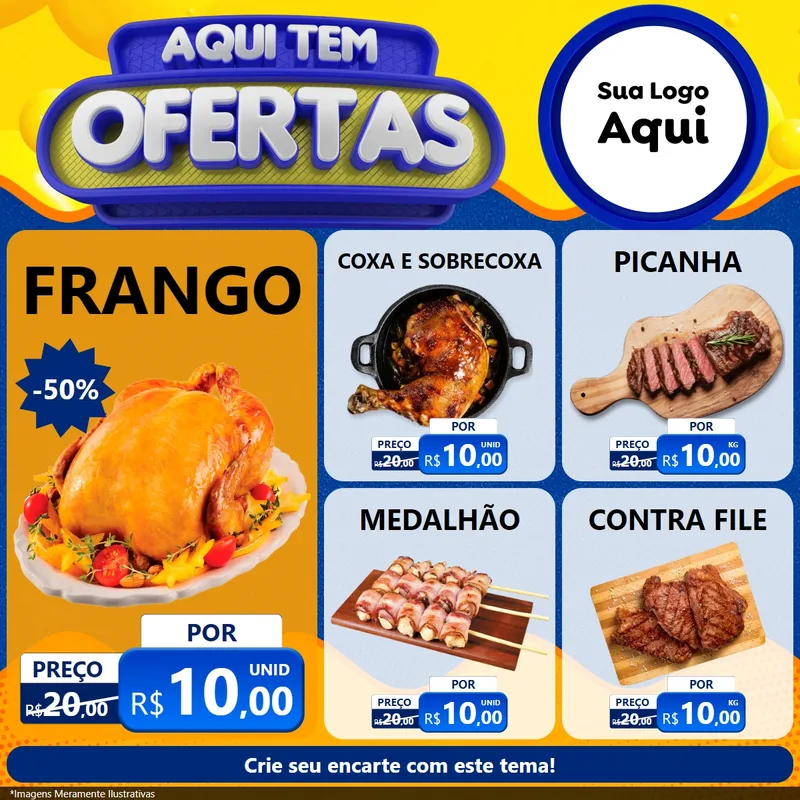 Modelo de Rede Social para Feed Facebook com o tema Aqui Tem Ofertas para Assados