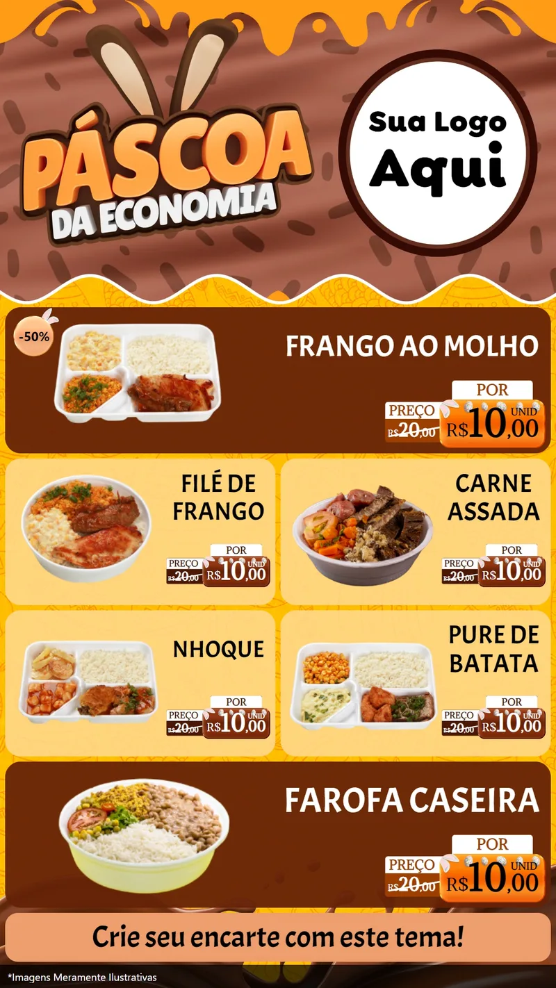 Modelo de TV para TV Vertical com o tema Páscoa da Economia para Restaurante