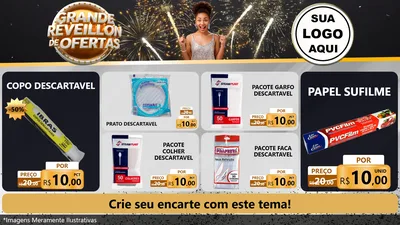Modelo de TV para TV Horizontal com o tema Grande Réveillon de Ofertas para Embalagens