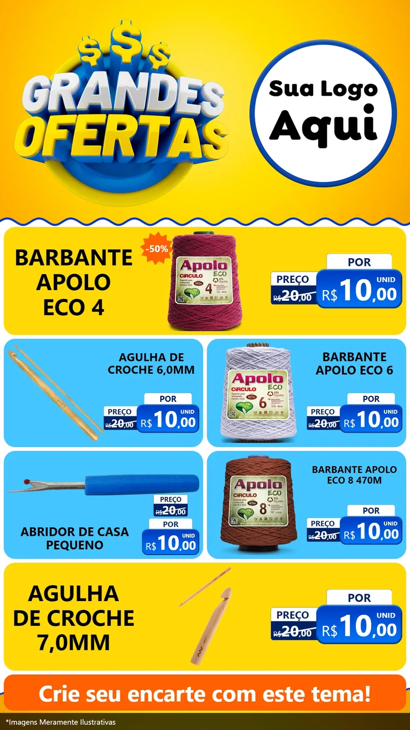 Modelo de TV para TV Vertical com o tema Grandes Ofertas para Armarinho e Aviamentos