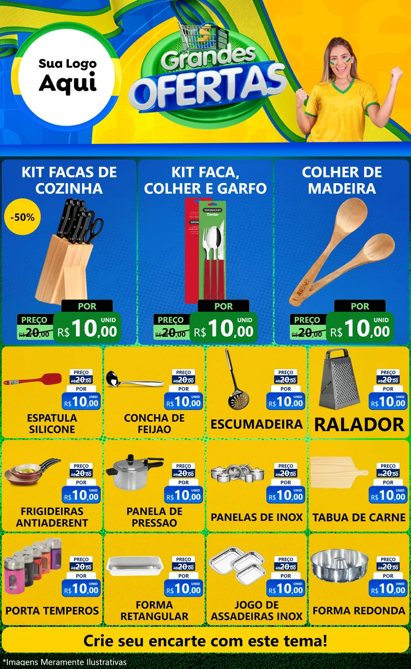 Modelo de Encarte para Encarte Grande com o tema Grandes Ofertas para Utilidades Domésticas