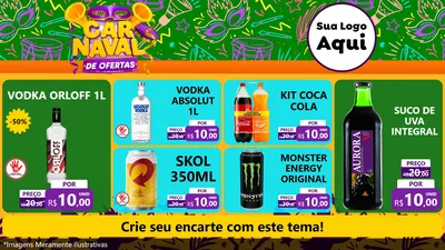 Modelo de TV para TV Horizontal com o tema Carnaval de Ofertas para Distribuidora de bebidas