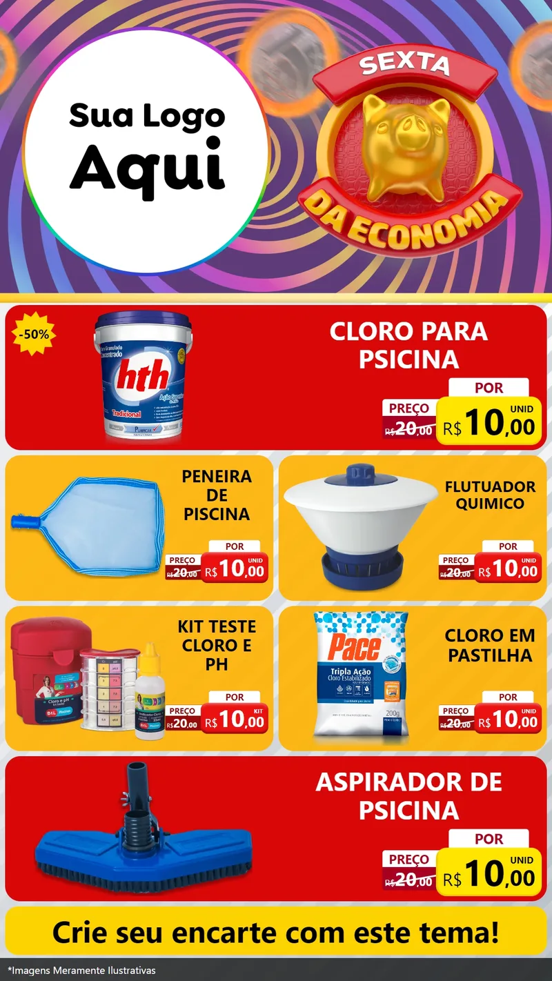 Modelo de TV para TV Vertical com o tema Sexta da Economia para Produtos para Piscina