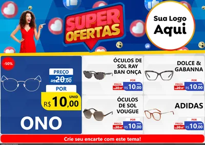 Modelo de Encarte para Encarte A4 Horizontal com o tema Super Ofertas para Óticas