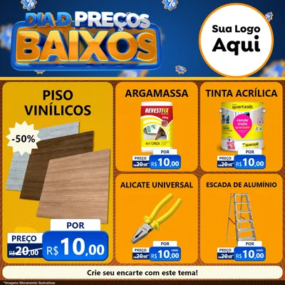 Modelo de Rede Social para Feed Facebook com o tema Dia D Preço Baixo para Material para Construção