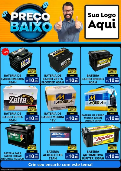 Modelo de Encarte para Encarte A4 Vertical com o tema Preço Baixo para Baterias Elétricas